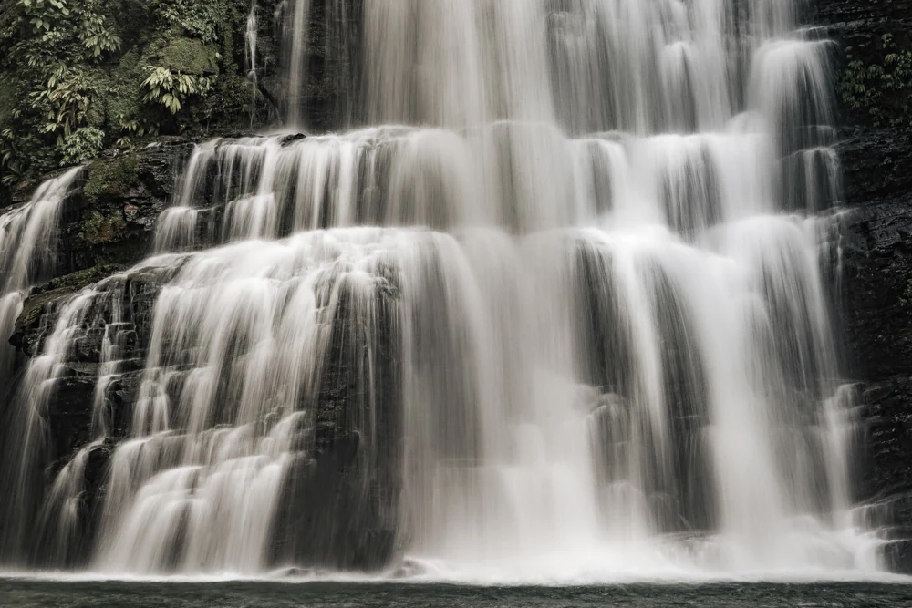 Jungle waterfall in the green season