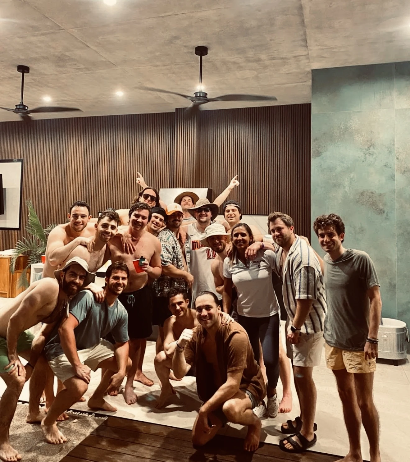 A group celebrating together indoors