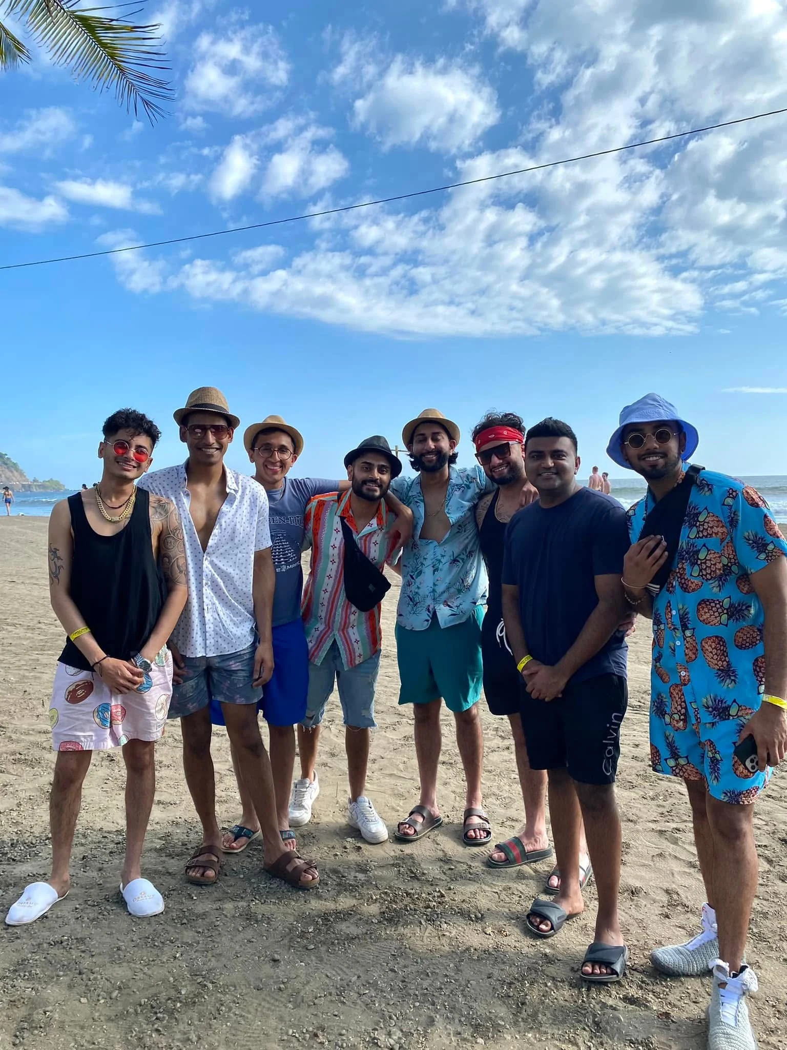 Friends together on the beach