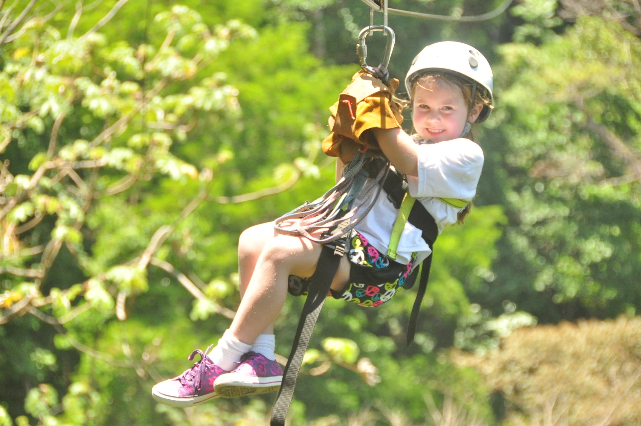 A young guest on the zip-line